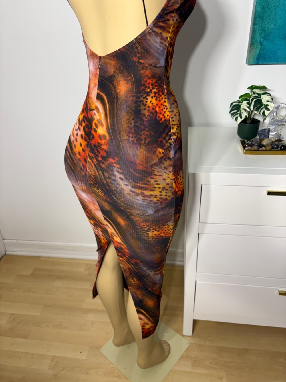 Sleeveless Midi Bodycon Dress in Multi-Color Animal Print - Picture 8 of 10